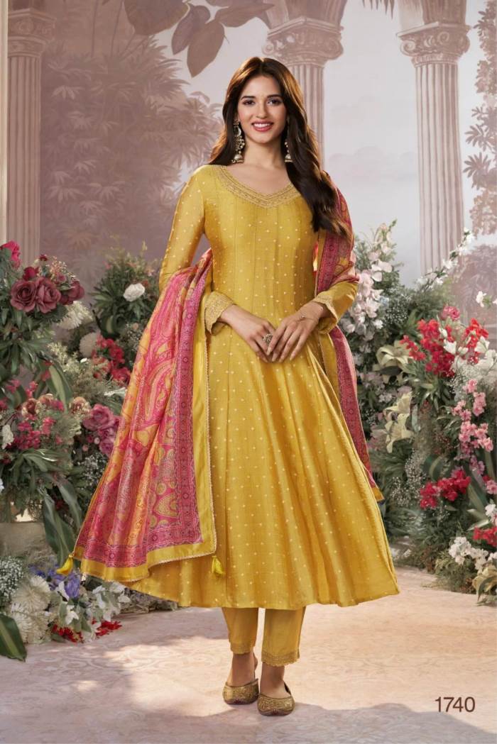 Yellow Color Party Wear Designer Anarkali Suit