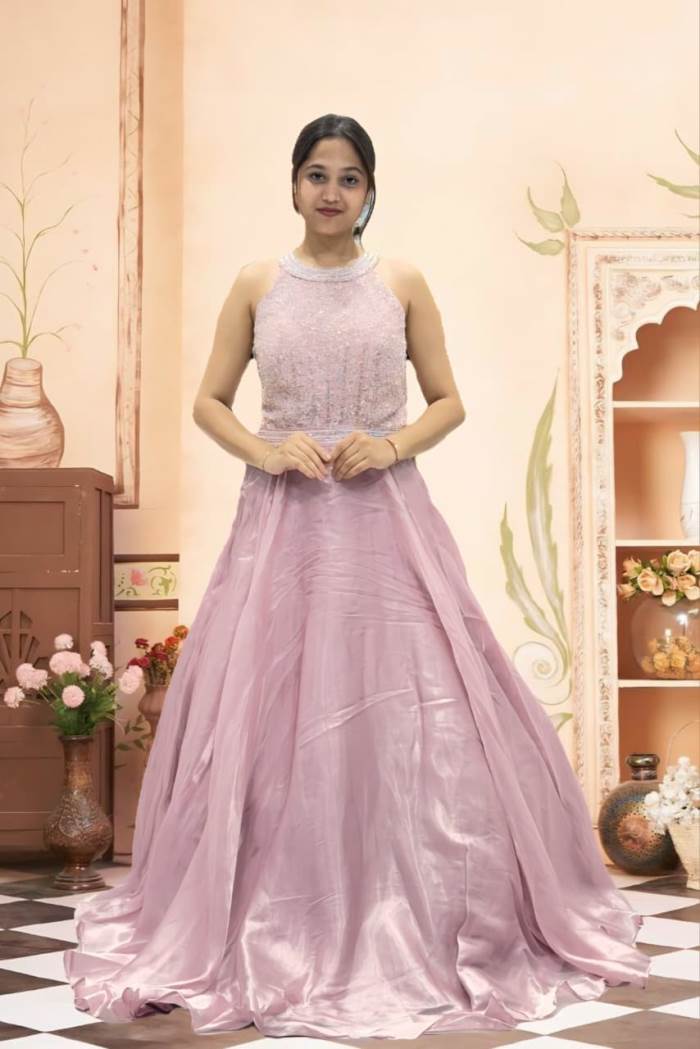 Pink Color Party Wear Designer Gown