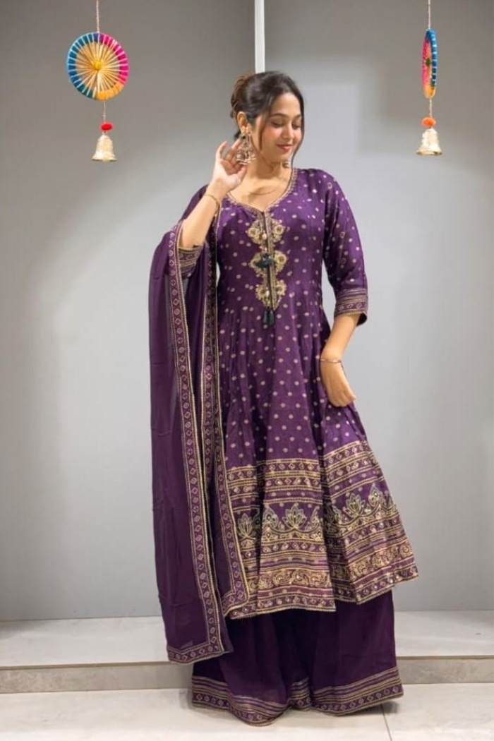 Purple Color Party Wear Designer Anarkali Suit