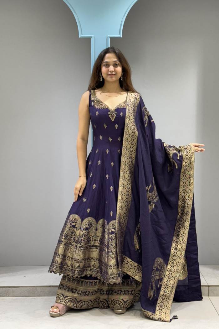 Wine Color Party Wear Designer Anarkali Suit