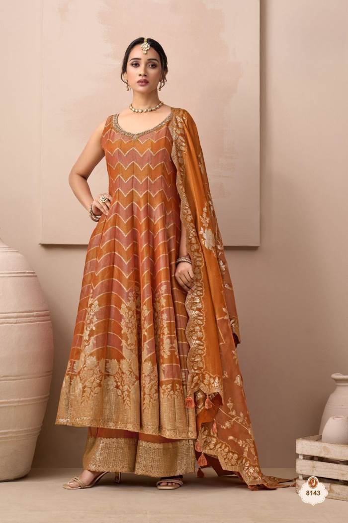 Rust color Designer Anarkali Dress