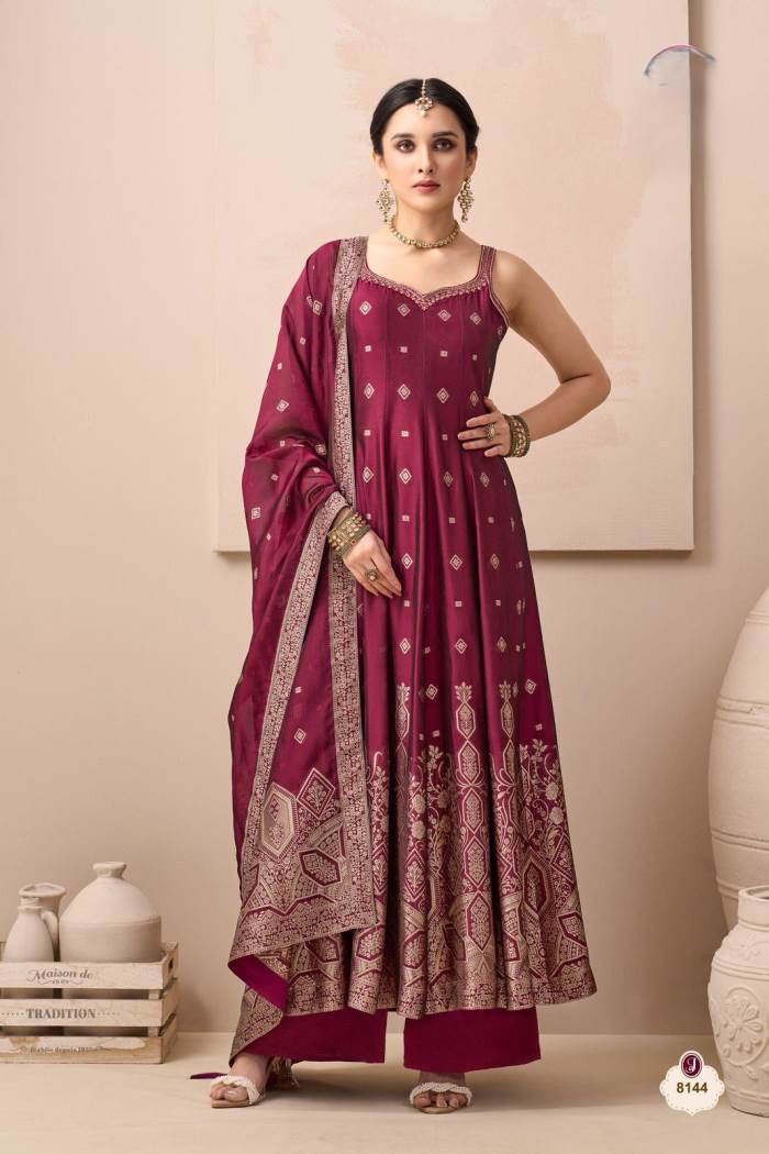 Wine Color Party Wear Designer Anarkali Suit