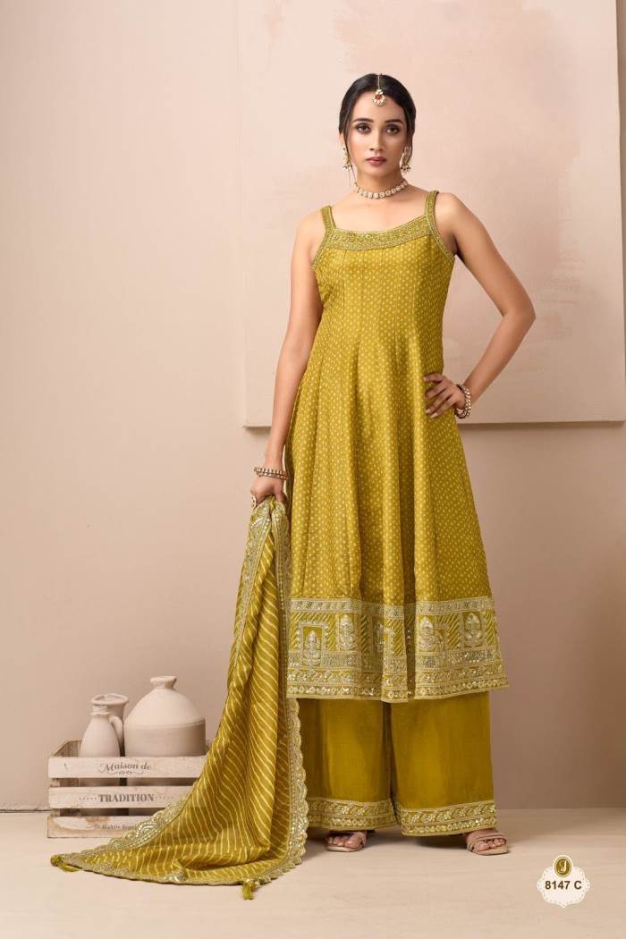 Mustard Color Party Wear Designer Anarkali Suit