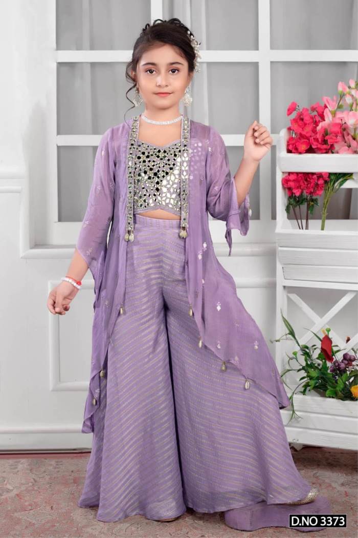 Purple Color Party Wear Designer Plazo Suit With Koti