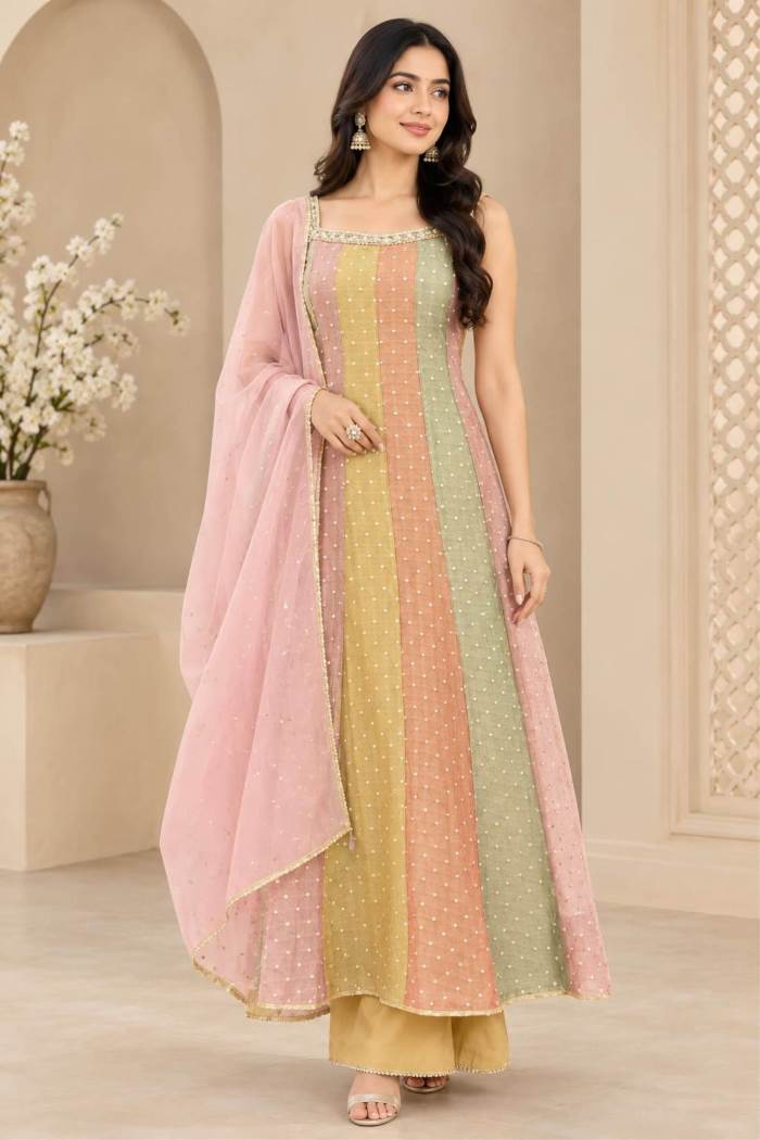 Multi Color Party Wear Designer Anarkali Dress