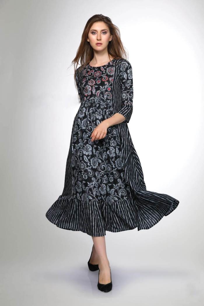 Black Color Party Wear Designer Gown Kurti