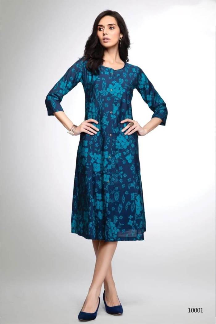 Navy Blue Color Party Wear Gown Kurti