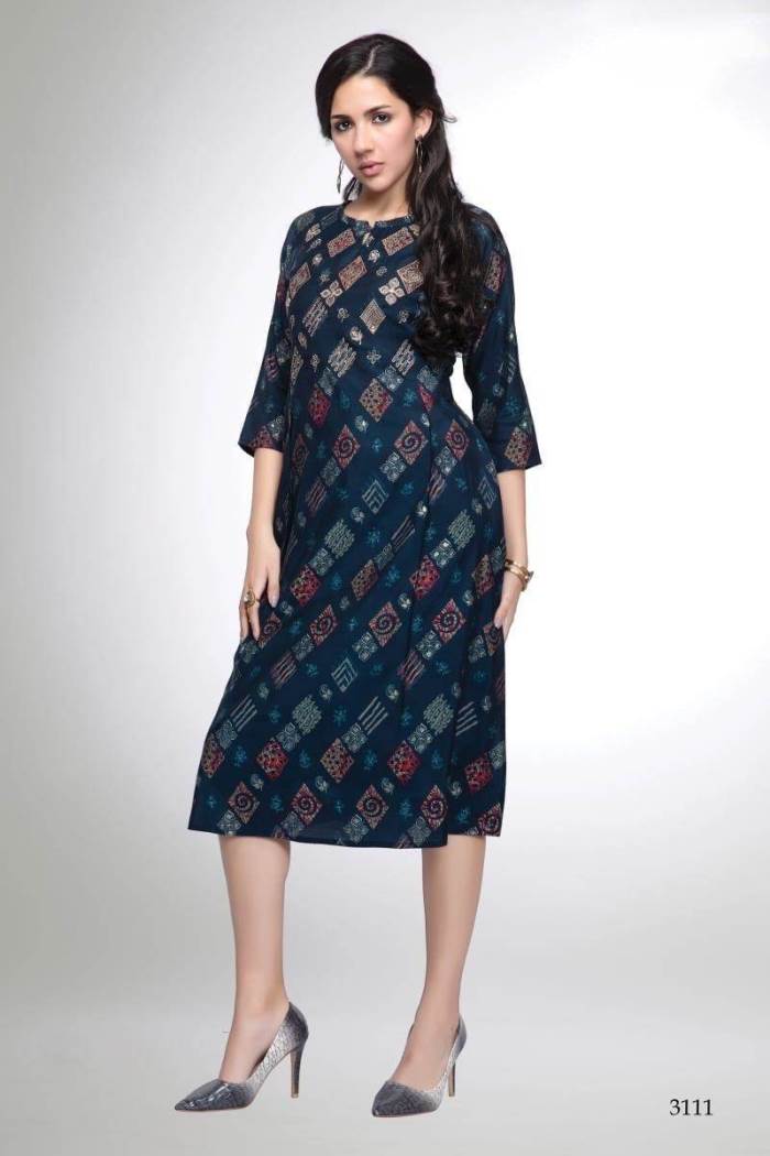 Navy Blue color Designer Gown Kurti