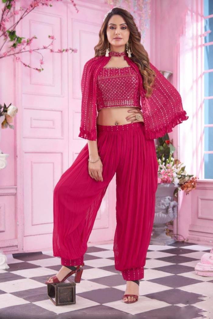Rani Color Party Wear Designer Indo-Western Plaazo Suit
