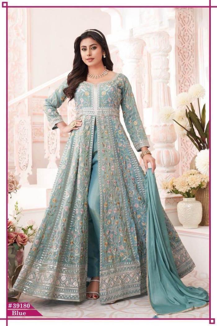 Sea Green Color Party Wear Designer Anarkali Suit