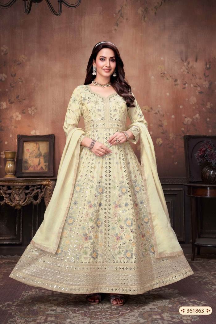 Cream Color Designer Gown for wedding