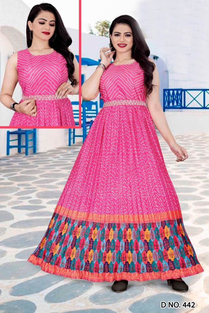 Pink Color Party Wear Designer Gown Kurti
