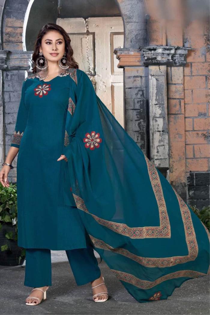 Blue Color Part Wear Designer Suit