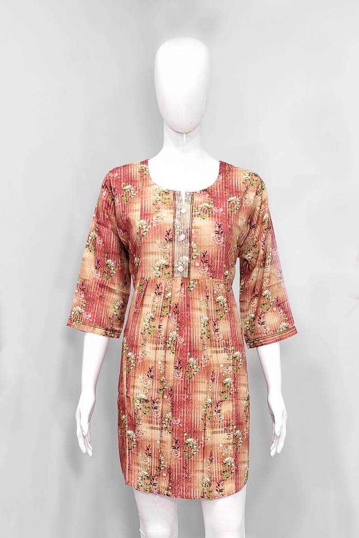 Peach Color Casual Wear Short Kurti