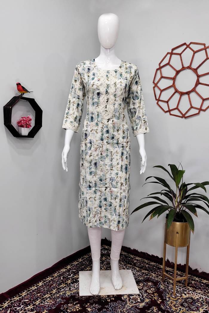 Sky Blue Color Casual Wear Straight Kurti