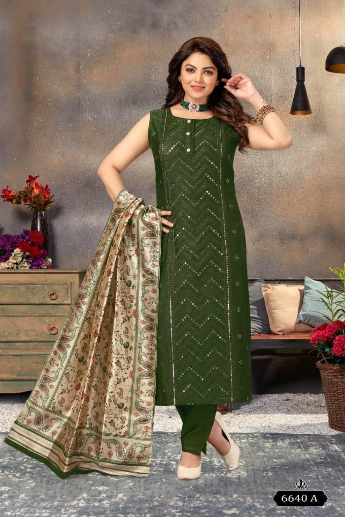 Green Color Traditional wear Straight Long Dress