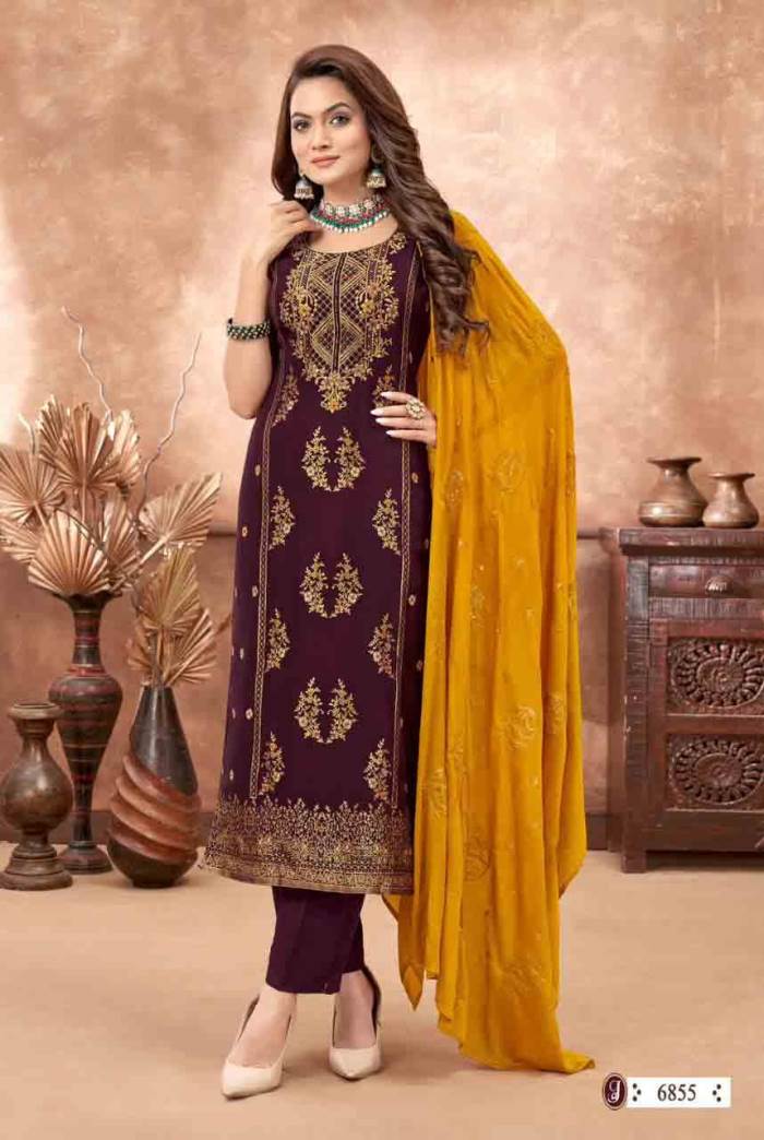 Wine Color Party Wear Designer Straight Long Suit