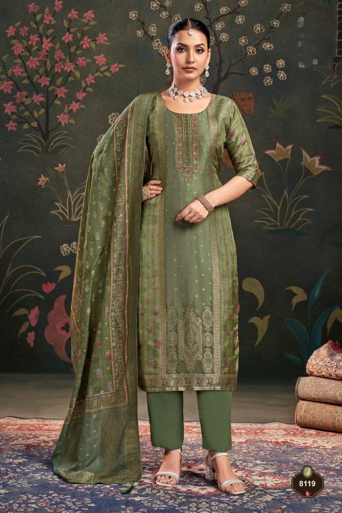 Mehndi Color Party Wear Designer Pent Suit