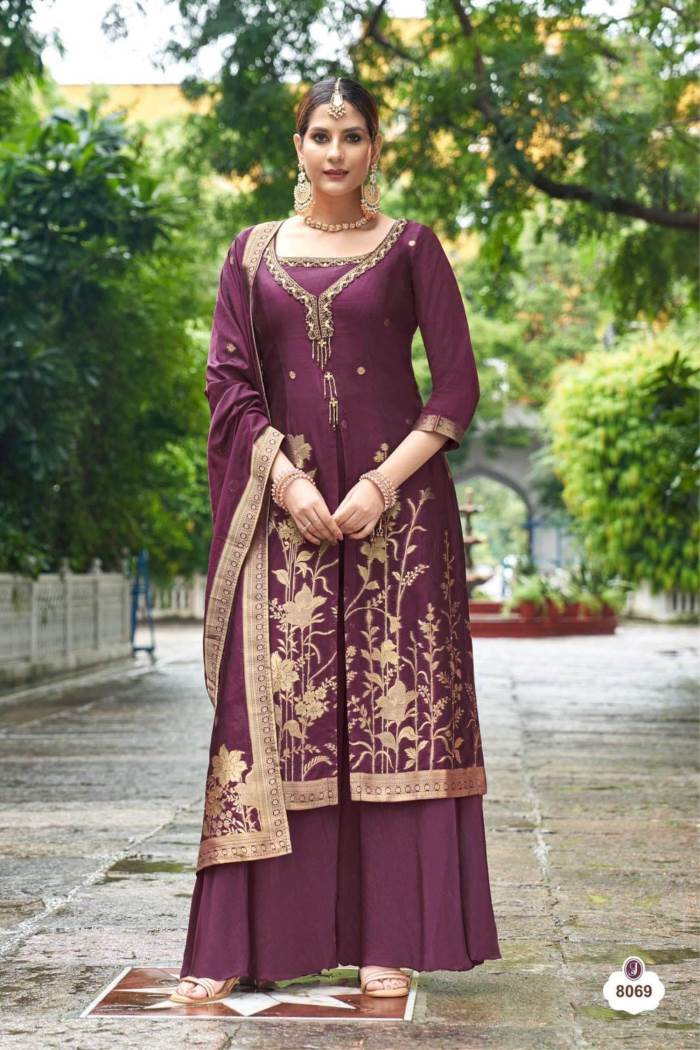 Wine Color Party wear Designer collection plazo suit