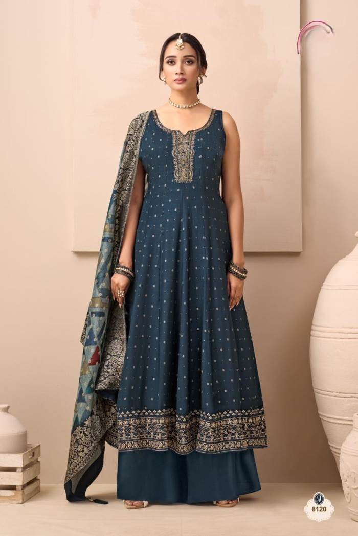 Navy Blue Color Party Wear Designer Plazo Suit