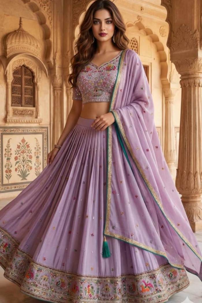 Onion Color Party Wear Designer Lehenga Choli