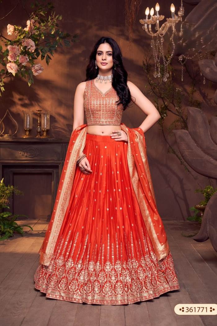 Orange Color Wedding Collection Designer Lehenga Choli