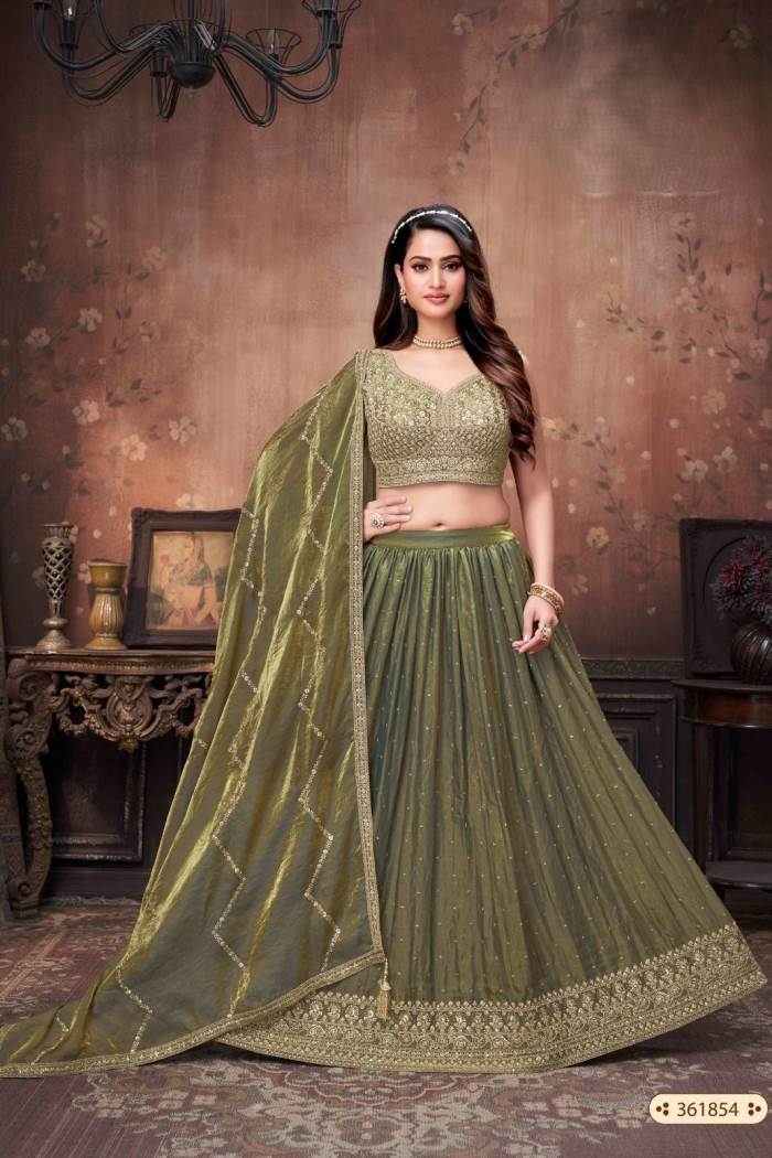 Green Color Designer look Lehenga Choli