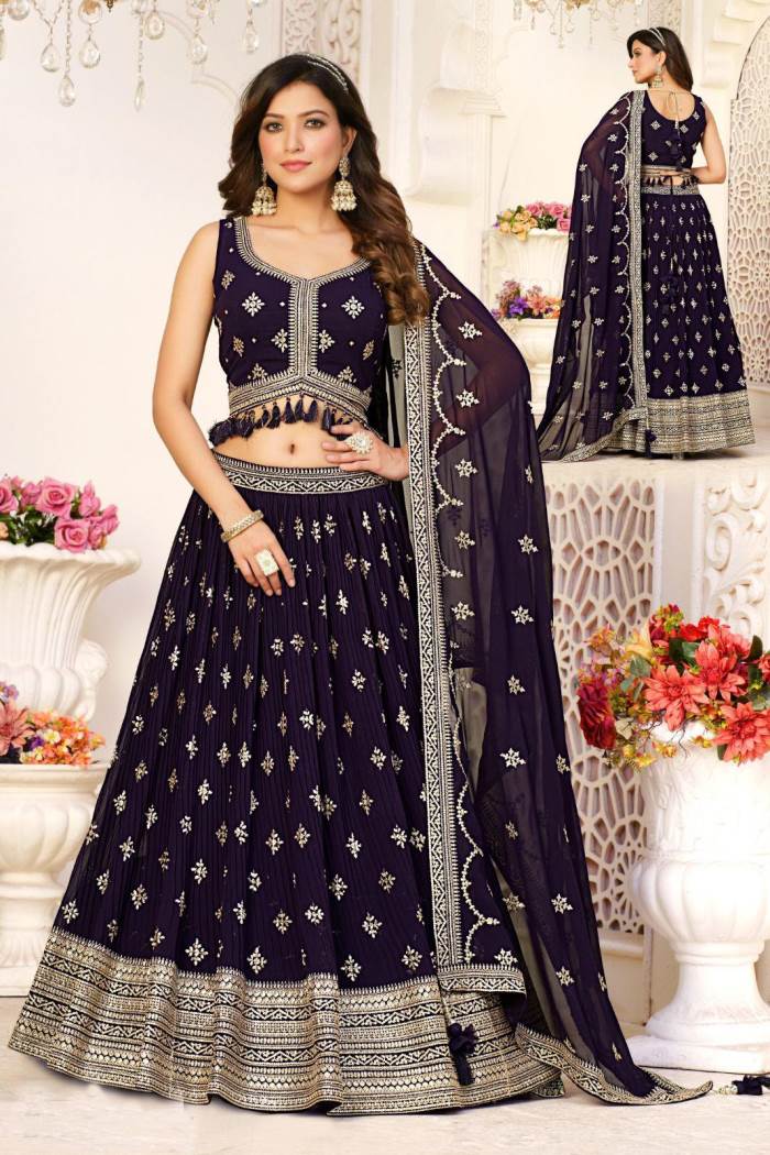 Dark Purple Color Wedding Collection Designer Lehenga Choli