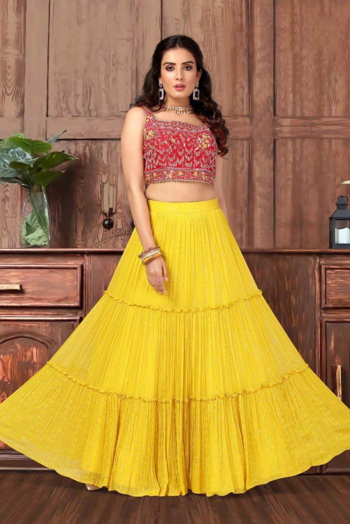 Rani-Yellow Color Wedding Wear Designer Lehenga Choli