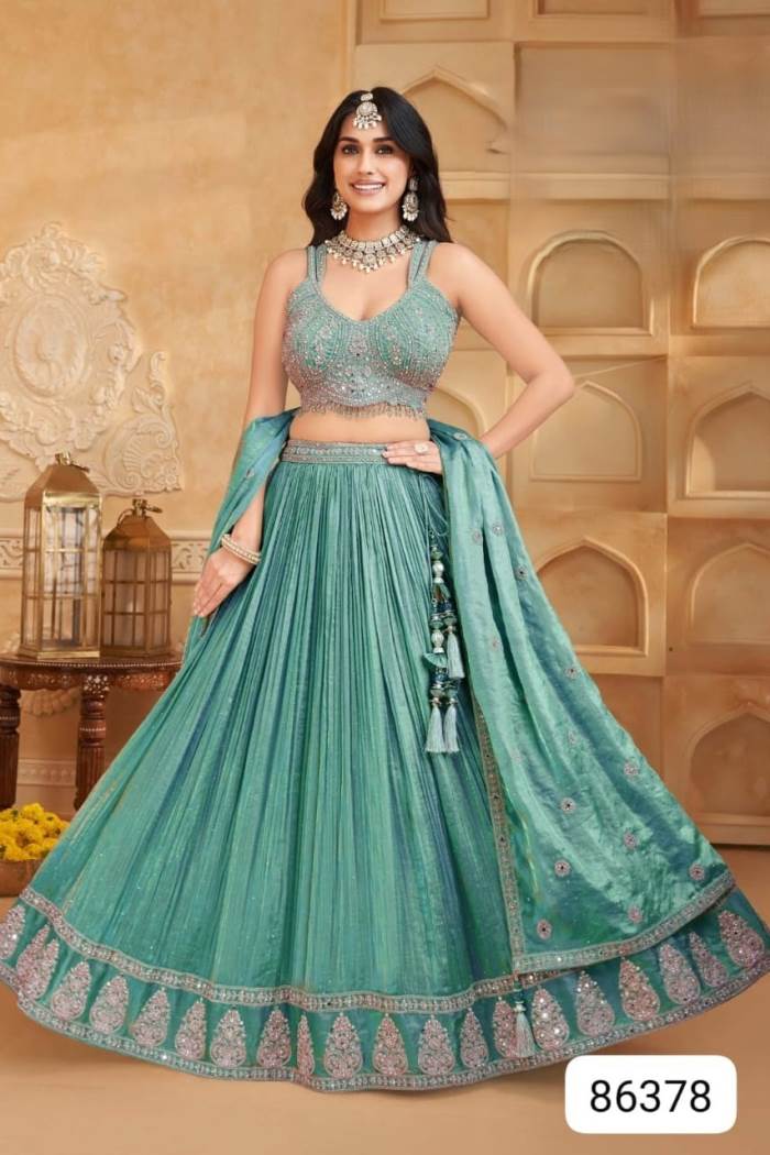 Sea Green Color Designer Outfit Lehenga Choli