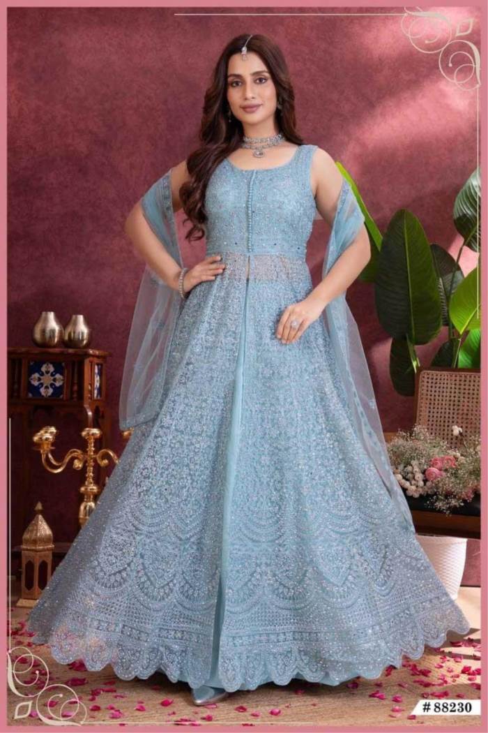 Sky Blue Color Party Wear Designer Lehenga Choli