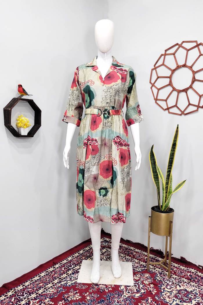 Cream Color Party Wear Designer Gown Kurti