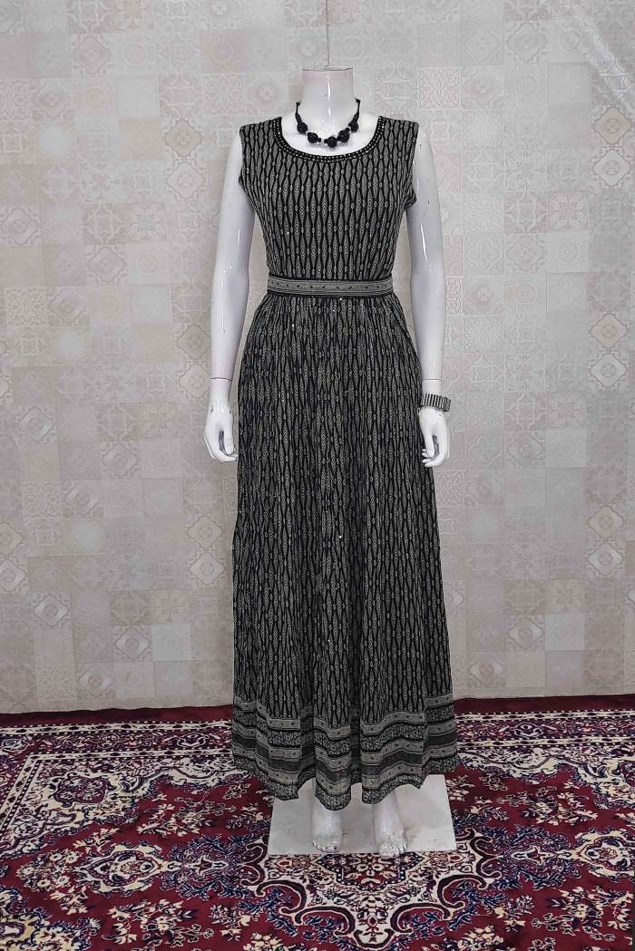 Black Color Casual Wear Gown Kurti