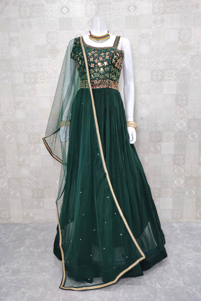 Green Color Gown For Wedding