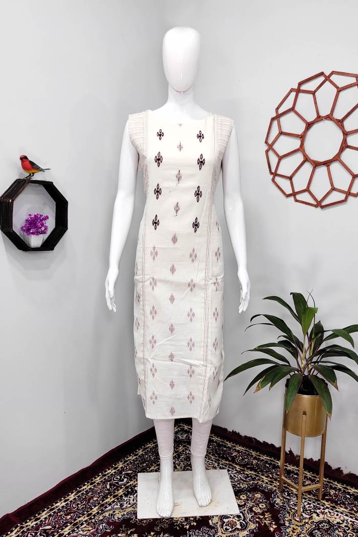 Cream Color Casual Wear Straight Kurti