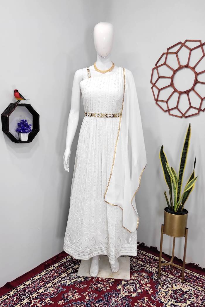 Cream Color Party Wear Designer Gown
