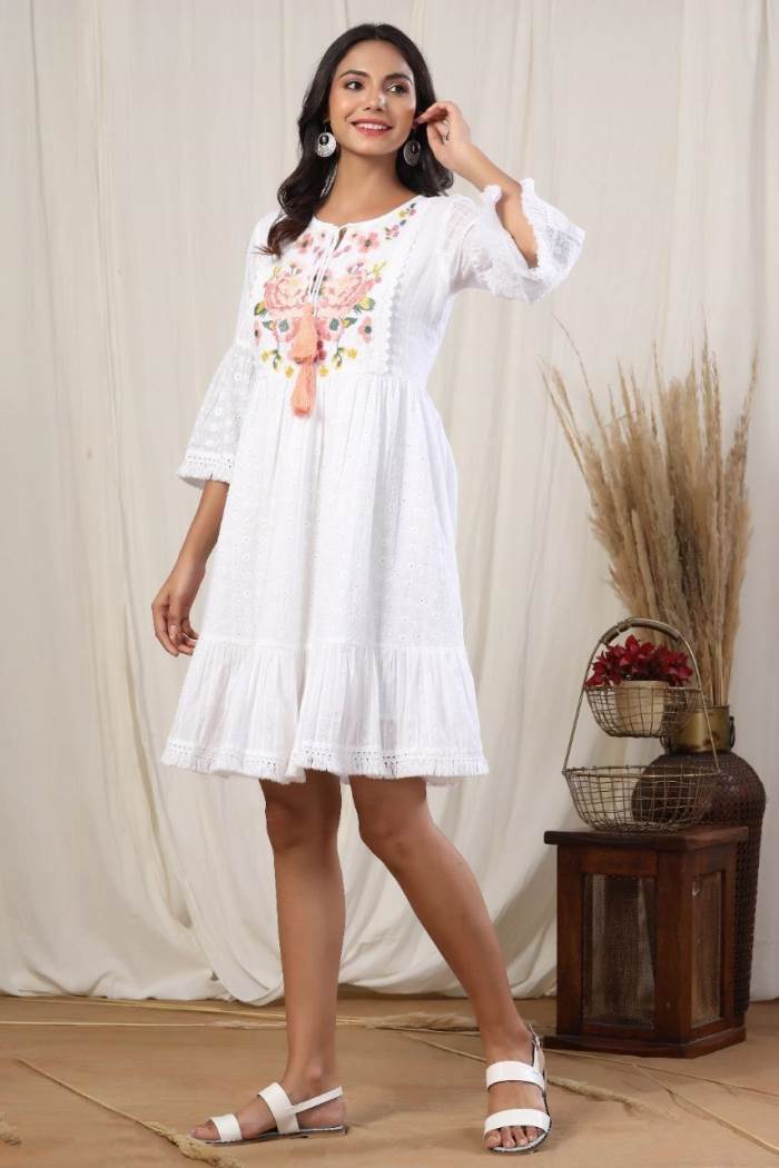 White Color Casual Wear Gown Kurti