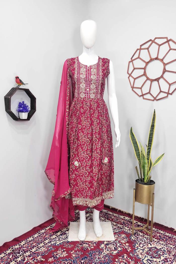 Rani Color Casual Wear Designer Kurti Set