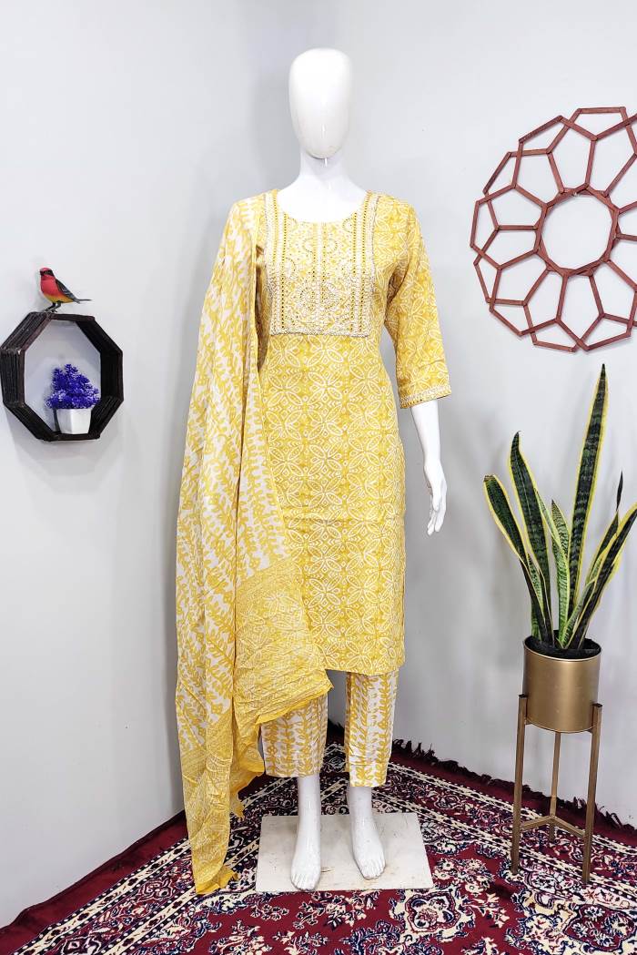 Mustard Color Casual Wear Designer Kurti Set
