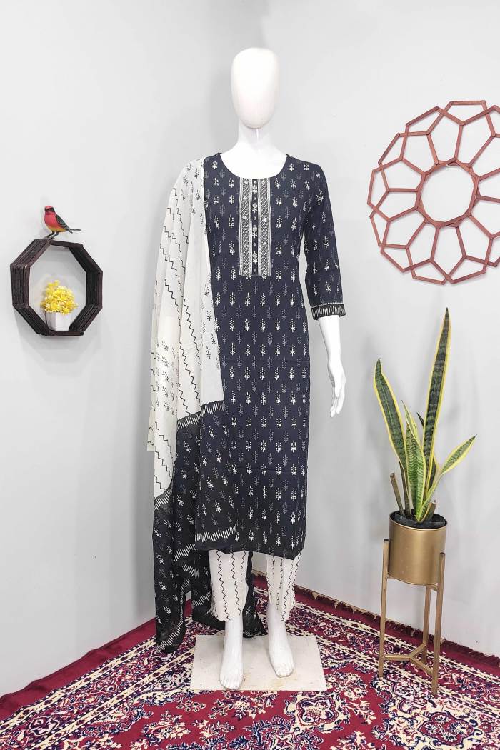 Black Color Casual Wear Designer Kurti Set