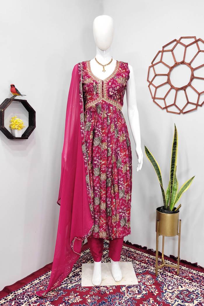 Rani Color Casual Wear Designer Kurti Set