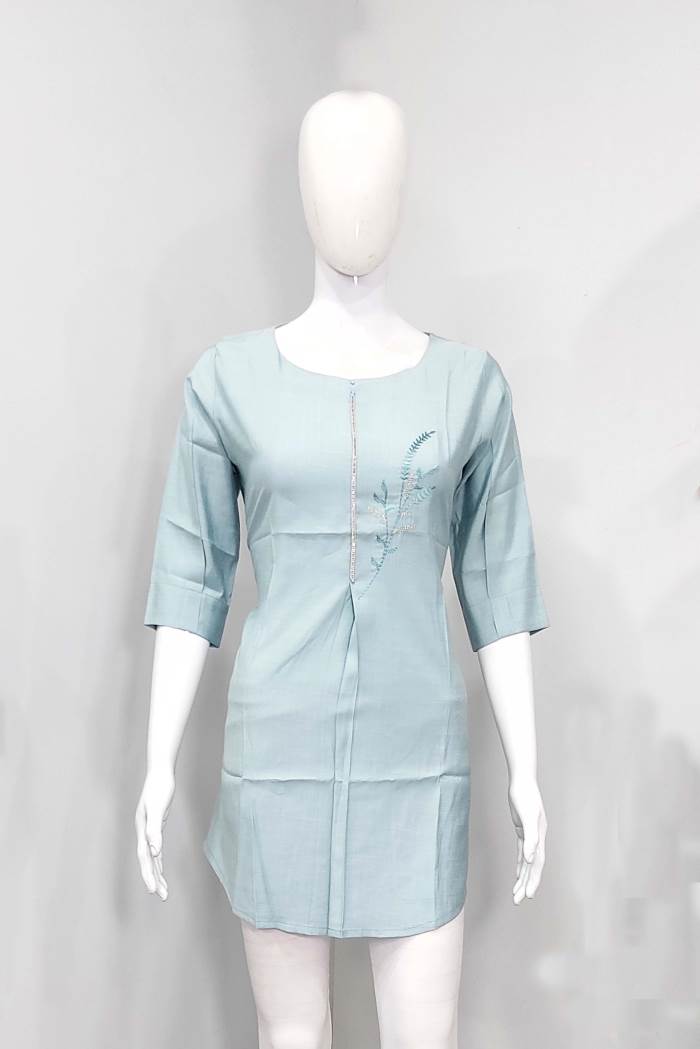 Sky Color Casual Wear Short Kurti
