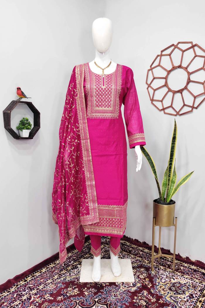 Rani Color Party Wear Designer Straight Long Suit
