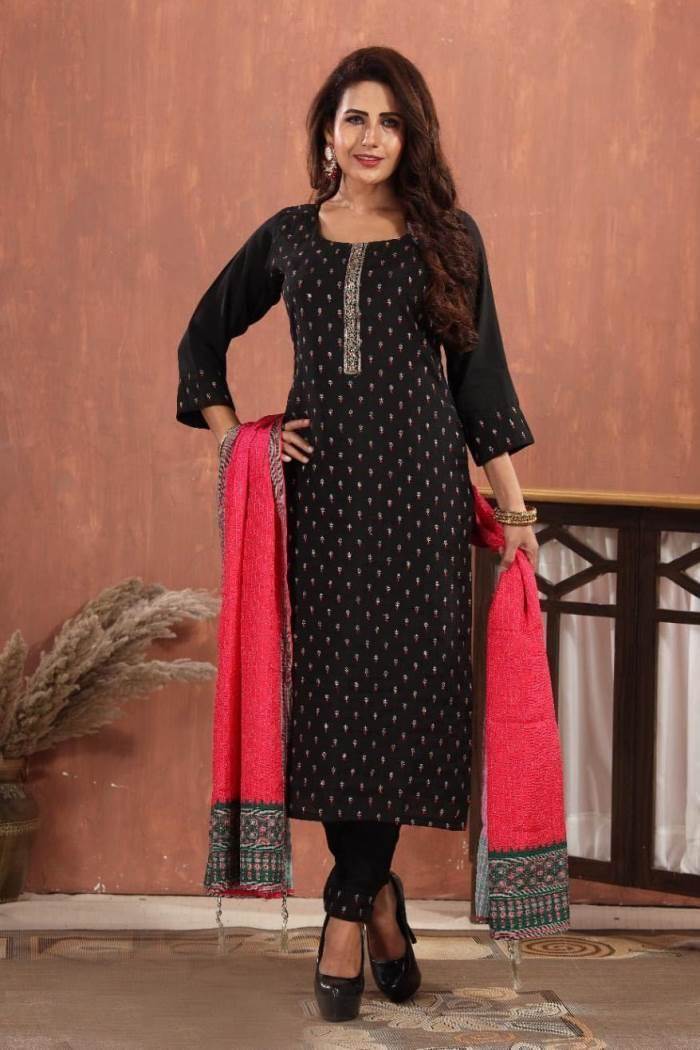 Black Color Party Wear Designer Straight Long Suit