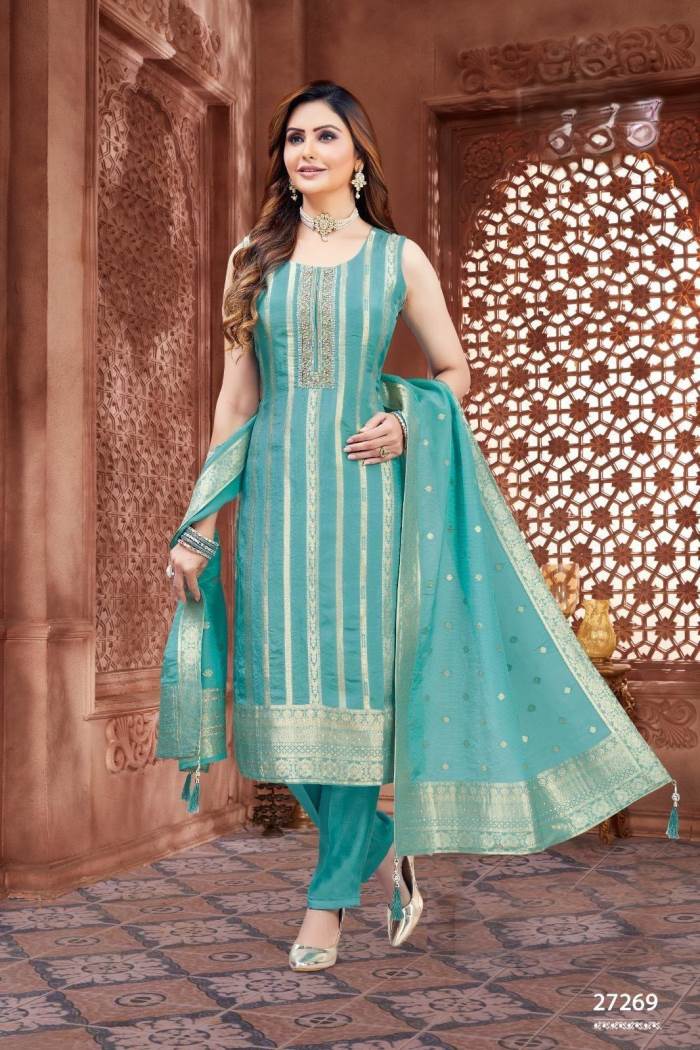 Sky Blue Color Party Wear Designer Pent Suit