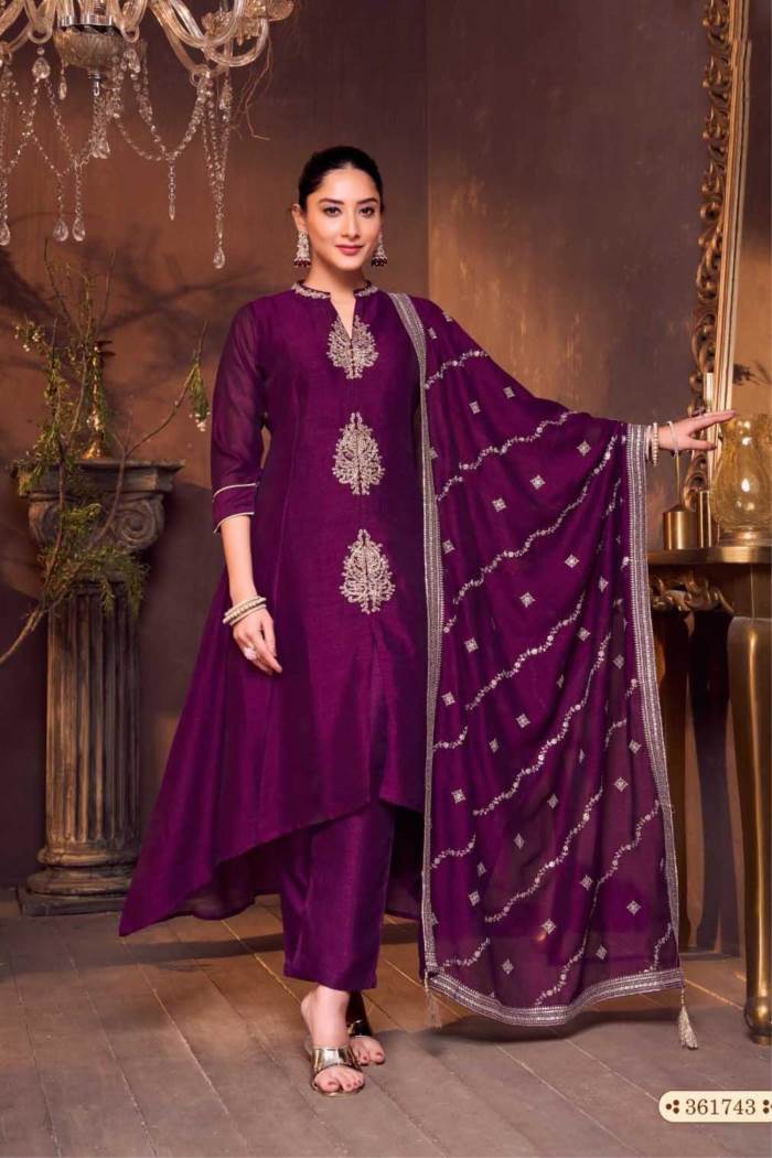 Wine Color Party Wear Designer Pent Suit