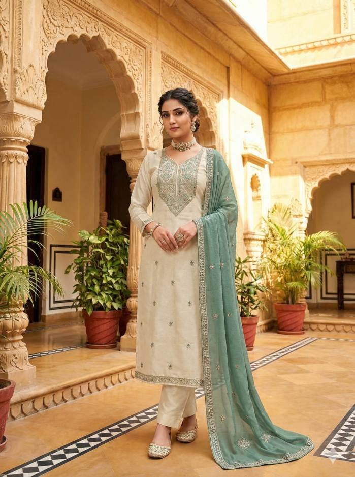 Cream color wedding Collection Dress with Contrast dupatta