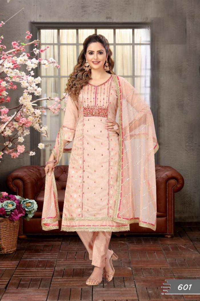 Cream Color Party Wear Designer Straigh Long Suit