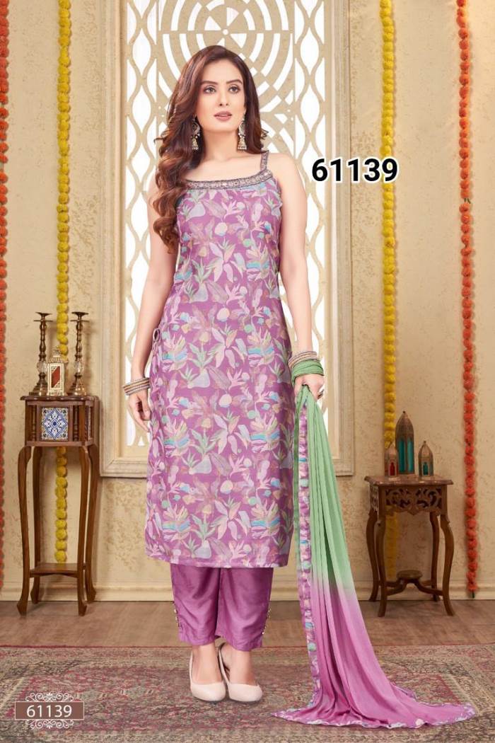 Purple Color Party Wear Designer Straight Long Suit
