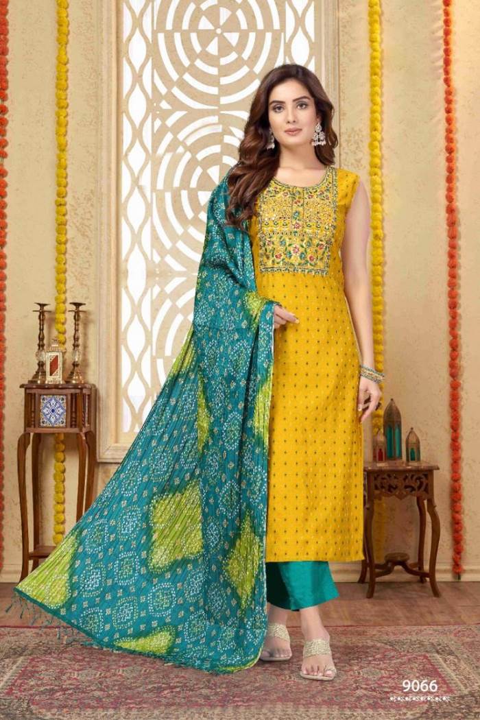 Mustard Color Party Wear Designer Straight Long Suit